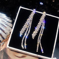 Shiny Crystal Zircon Long Stud Earrings