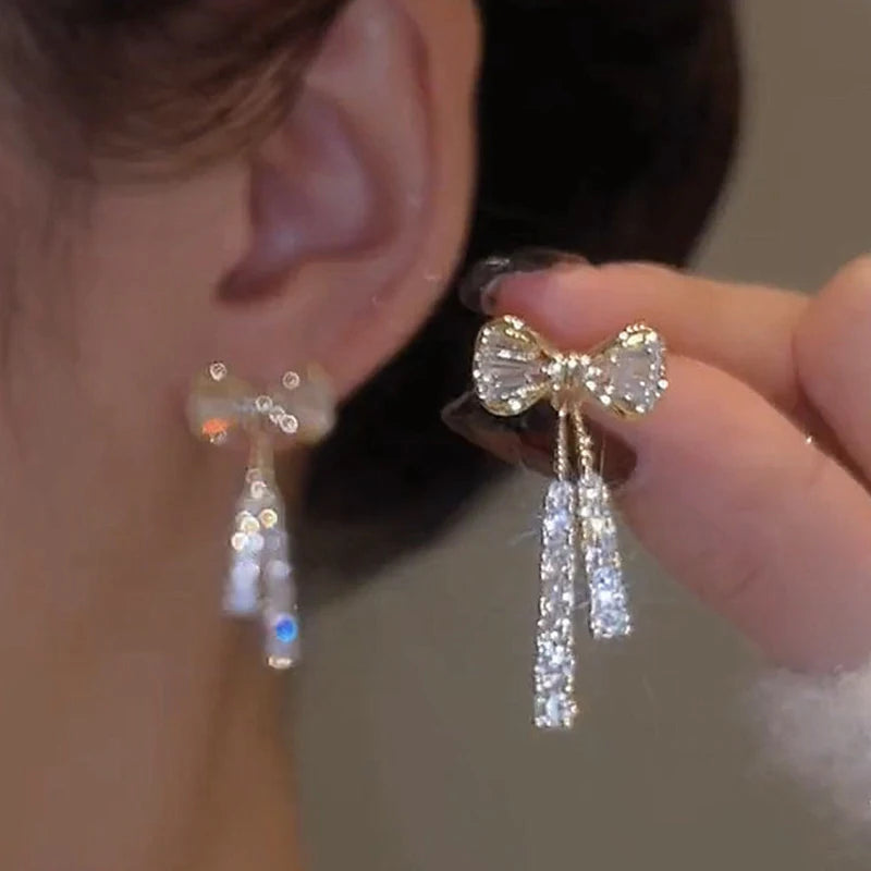 Gold Color Shiny Bow Stud