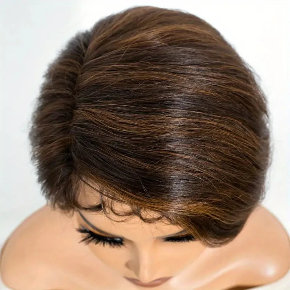 Side Part Pixie Cut Human Hair Wigs