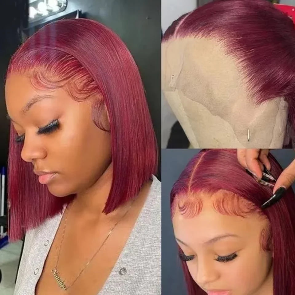 99J Burgundy Short Bob Wigs