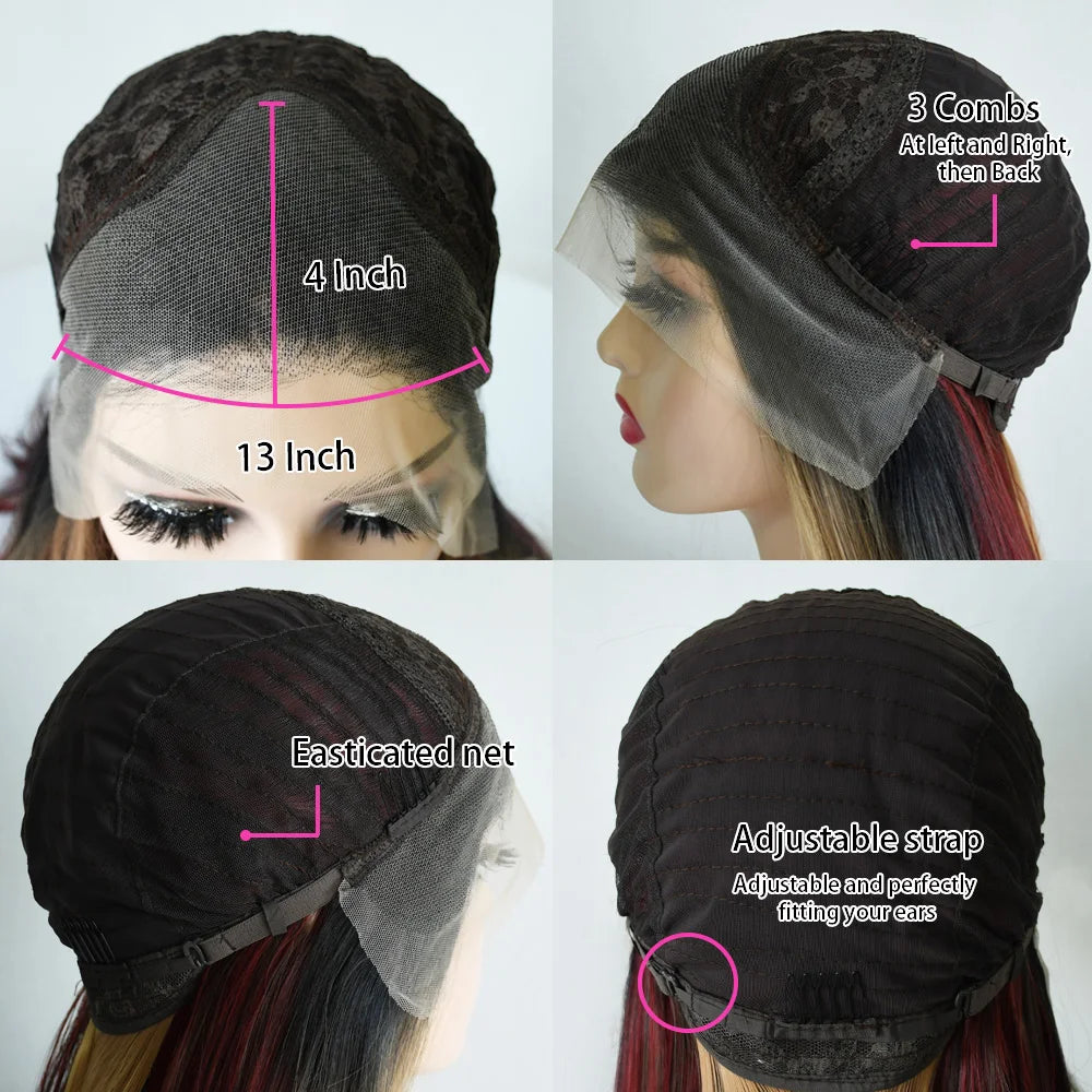 99J Burgundy Red Layered Lace Front Wig
