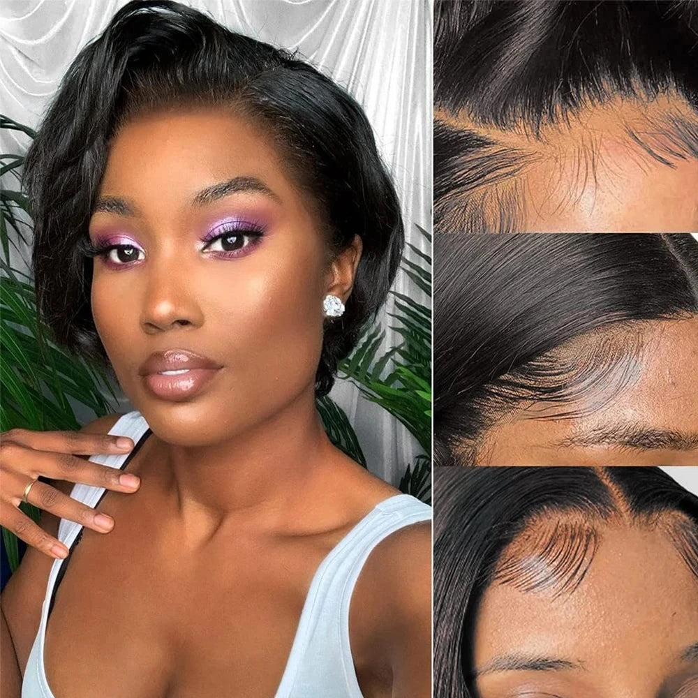 Side Part Pixie Cut Human Hair Wigs