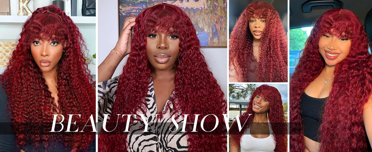 99J Burgundy Curly Wig