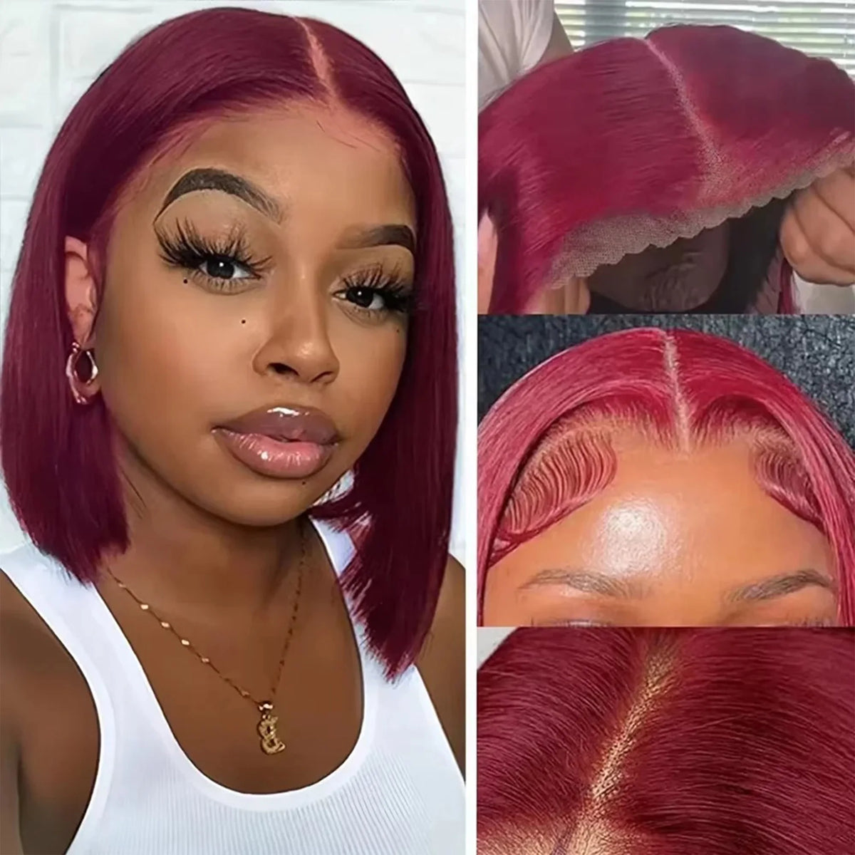99J Burgundy Bob Wig 13x4 Lace Front Short Wigs