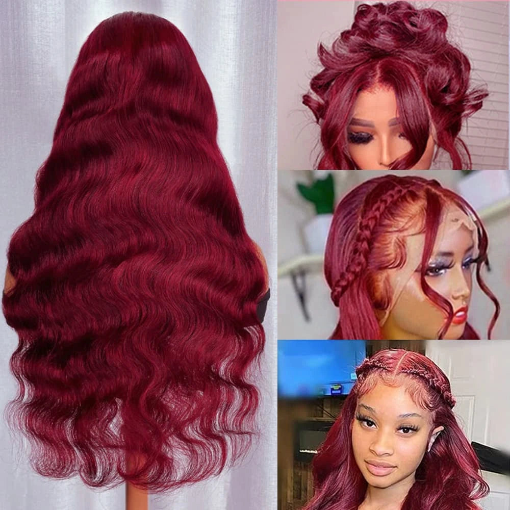 Burgundy 99J 13x6 HD Transparent Lace Front