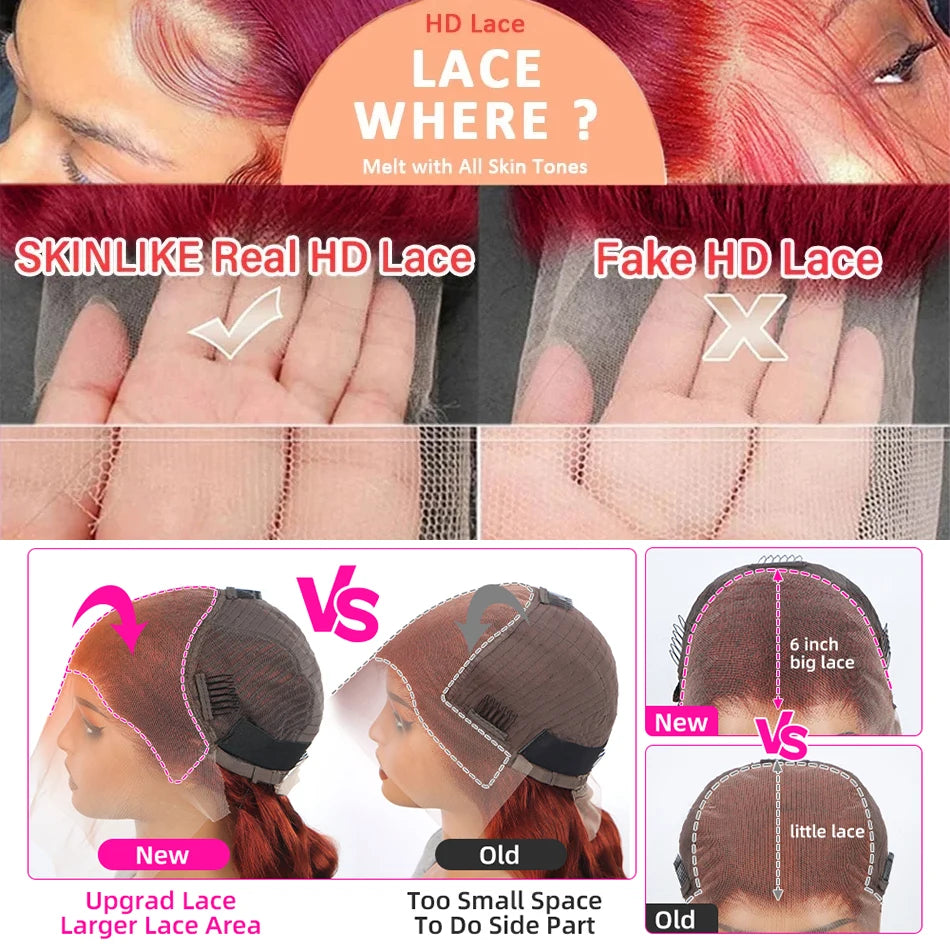 Burgundy 99J 13x6 HD Transparent Lace Front