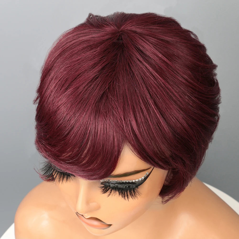 Short Human Hair Wig Pixie Cut Wig