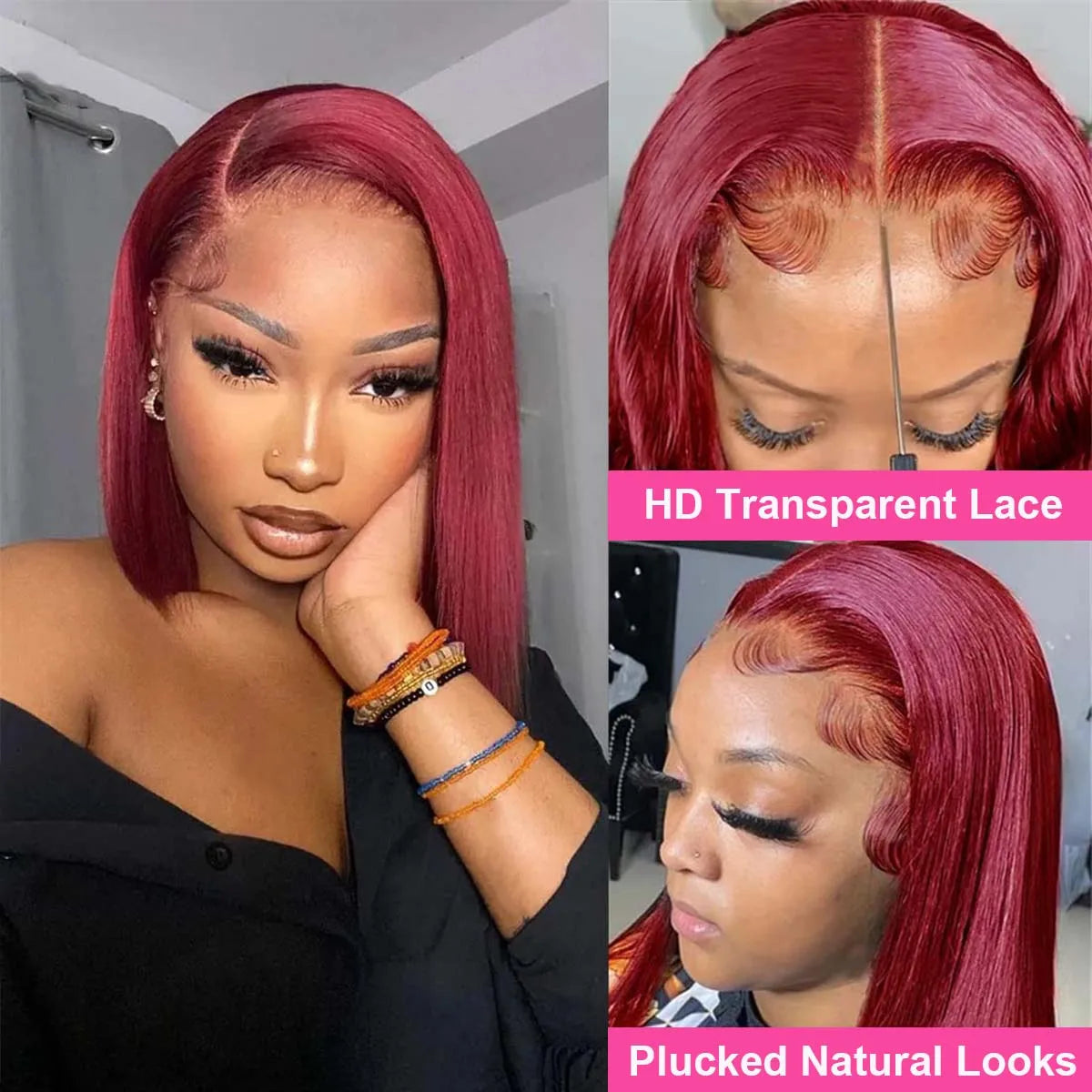 99J Burgundy Short Bob Wig