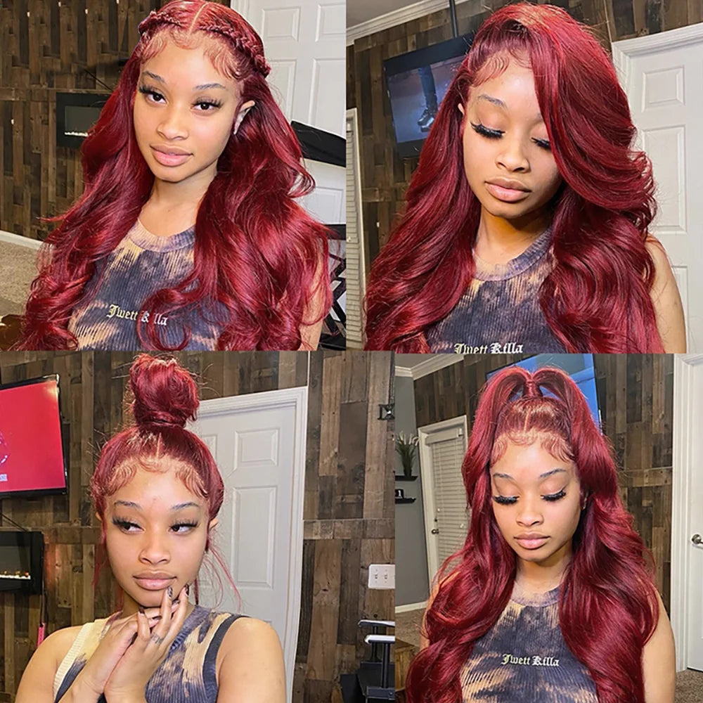 Burgundy 99J 13x6 HD Transparent Lace Front