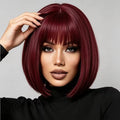 Burgundy 12-inch bob wig