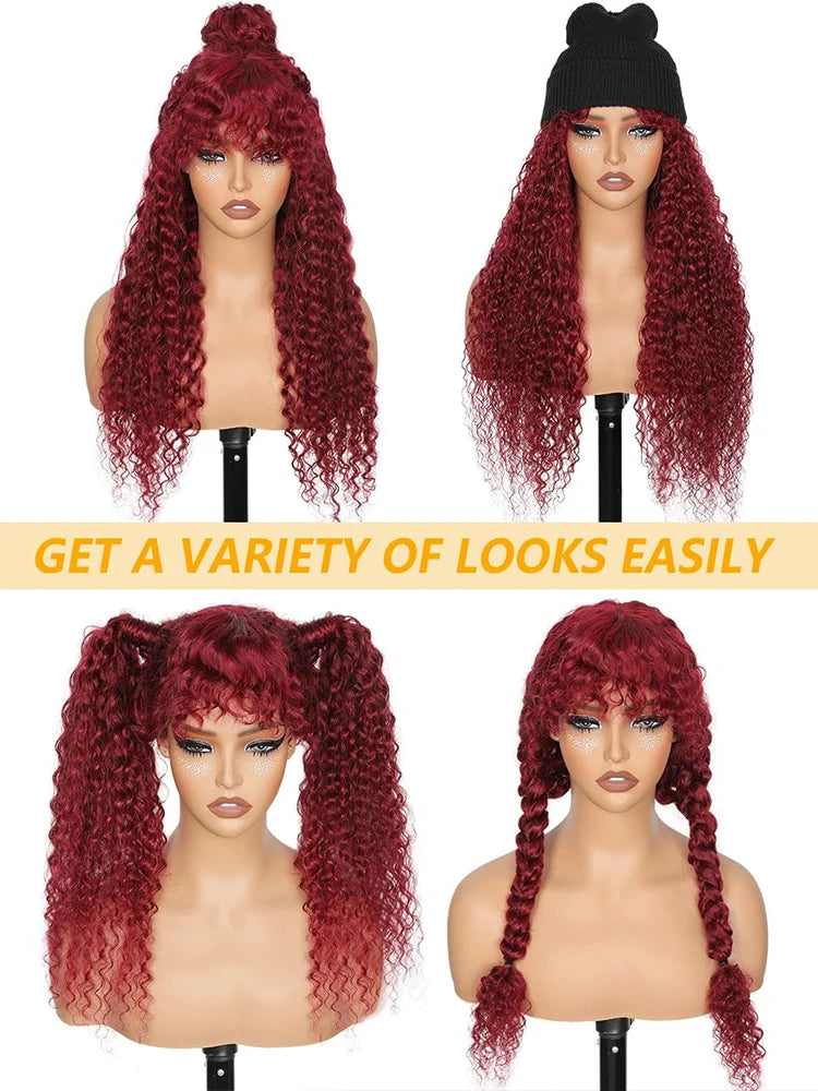 99J Burgundy Curly Wig