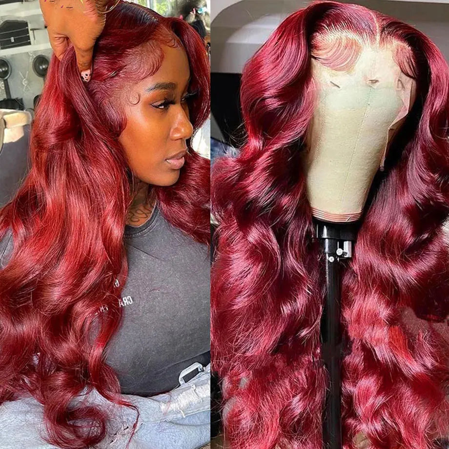 Burgundy 99J 13x6 HD Transparent Lace Front