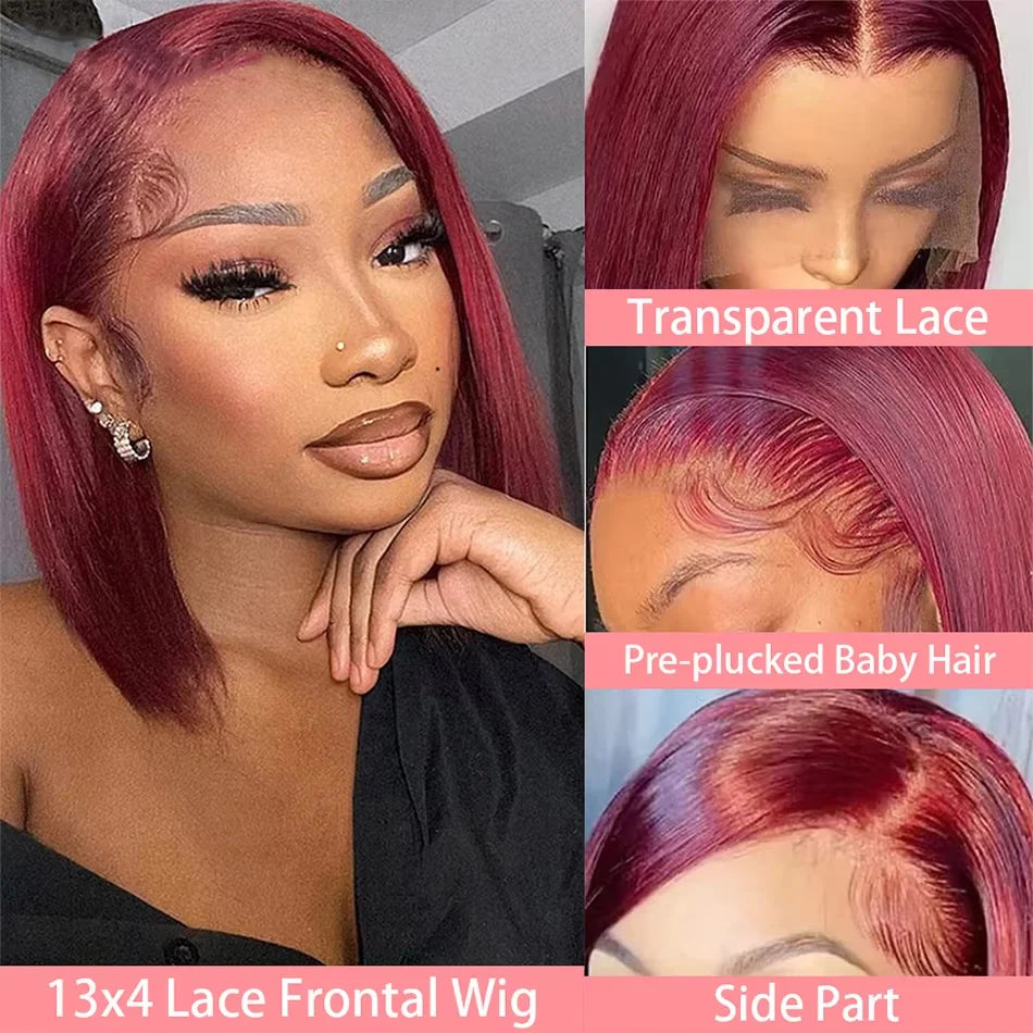 99J Burgundy Short Bob Wigs