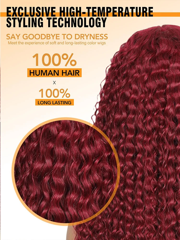 99J Burgundy Curly Wig