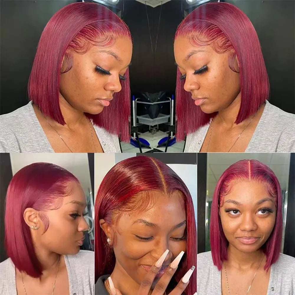 99J Burgundy Short Bob Wigs