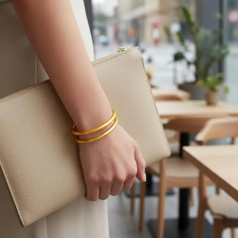 Women Bracelet in Elegant Gold Round Minimalist Design Perfect for Classic Fashion