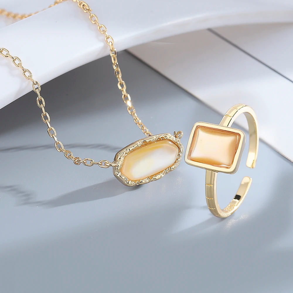 S925 Silver Wedding Ring Women Gold Color Necklace Rings Fine Jewelry Sets 18K Gold Plated Jewelri