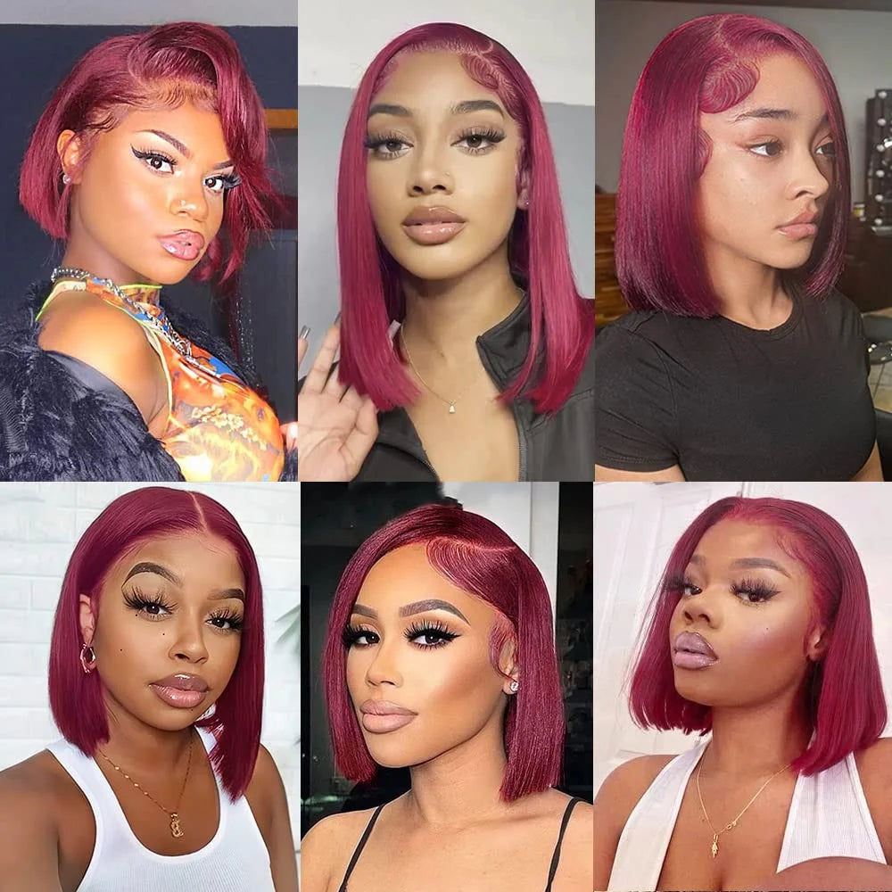 99J Burgundy Short Bob Wig