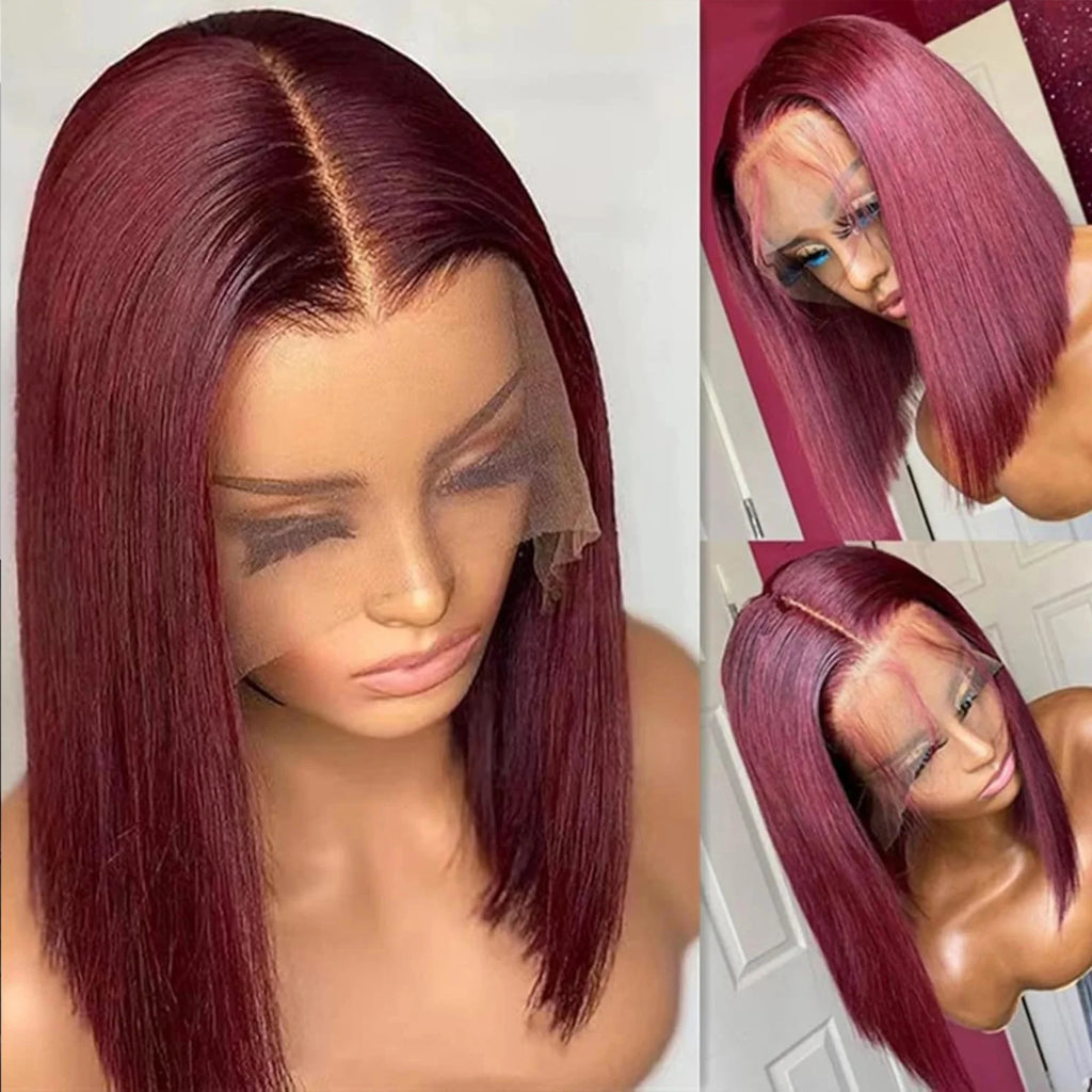 99J Burgundy Bob Wig 13x4 Lace Front Short Wigs
