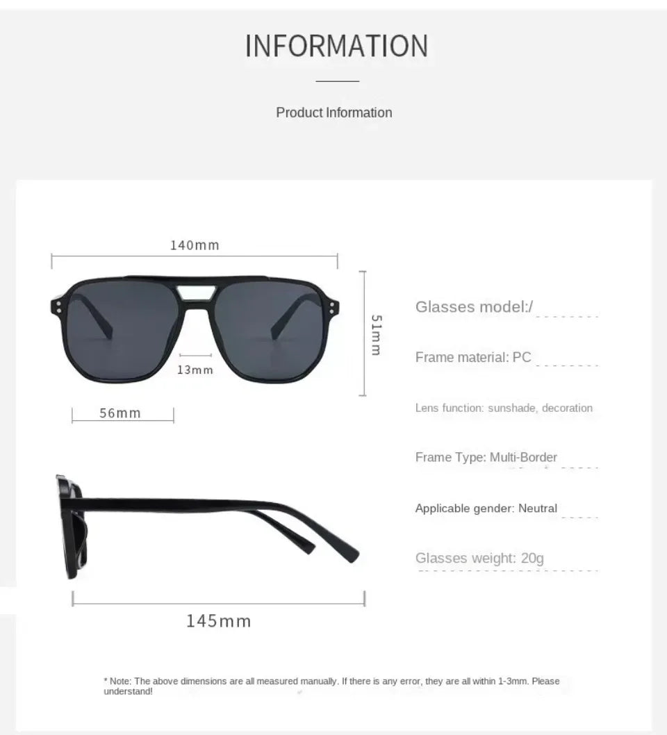 Vintage Men Women Big Sunglasses